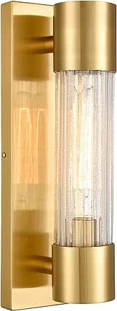 DEYNITE Modern Bathroom Vanity Light Brass Wall Sconce Mirror with Crackle Glass Shade for Hallwa... | Amazon (US)