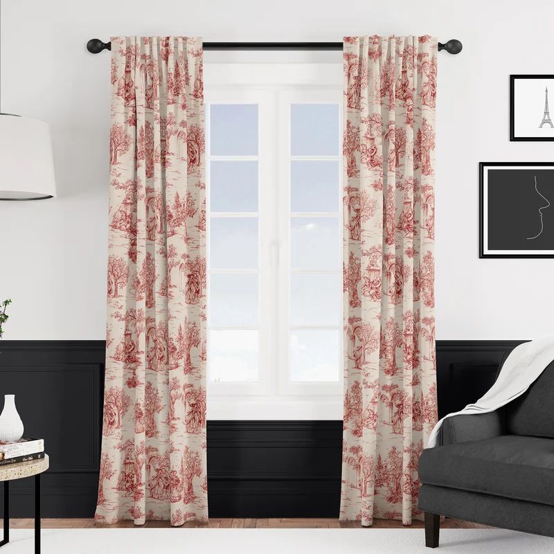 Promenade 100% Cotton Toile Room Darkening Rod Pocket Single Curtain Panel | Wayfair North America