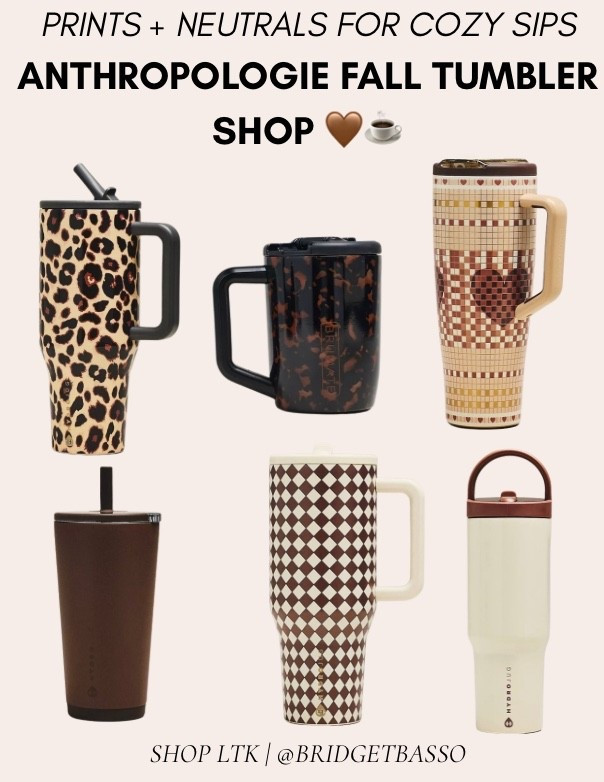 Fall drinks deserve a cute tumbler too 🤎☕️ These Anthropologie tumblers come in the prettiest leopard, tortoiseshell, checkered and neutral designs for coffee, water and cozy seasonal sips.
#anthropologie #falltumblers #cozysips #fallfinds #ltkfinds

#LTKfitnessgoals #LTKfoodie #LTKselfcare