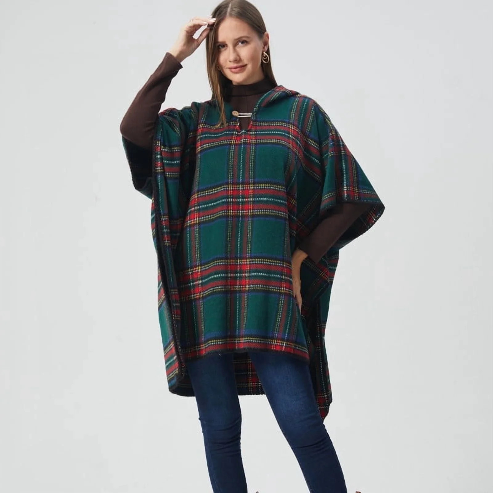 Zeblioso Ladies' Autumn and Winter English Plaid Hooded Pullover American Countryside Akz Jacquar... | Walmart (US)