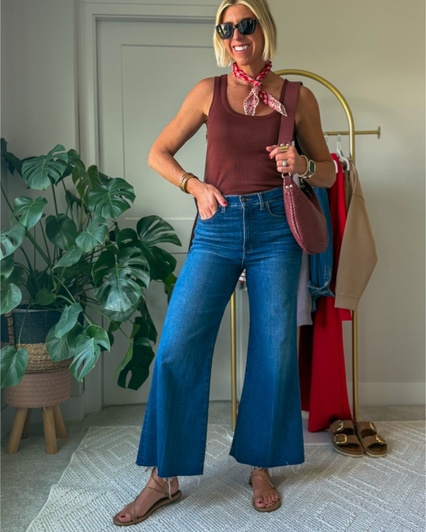 I packed and am wearing these amazing wide leg cropped jeans on our trip to Oregon! I love the comfort for travel, but they can also be dressed up for date night or even smart casual work. These fit true to size and is a great pair of jeans to wear now in the summer and into the fall.￼

#LTKFindsUnder100 #LTKOver40 #LTKSeasonal