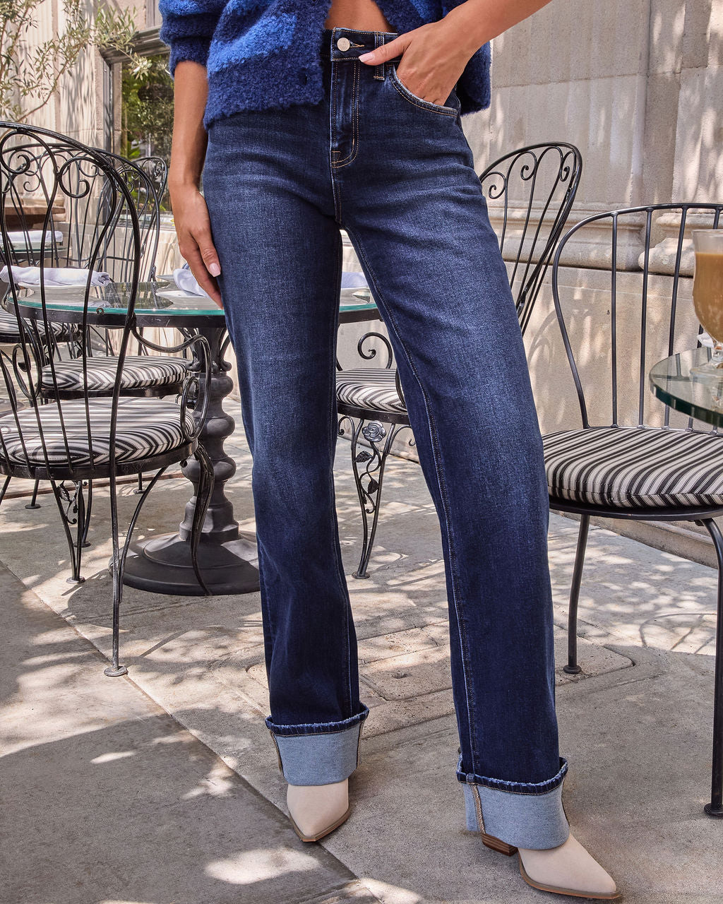 Nyra Stretch Straight Leg Cuffed Jeans | VICI