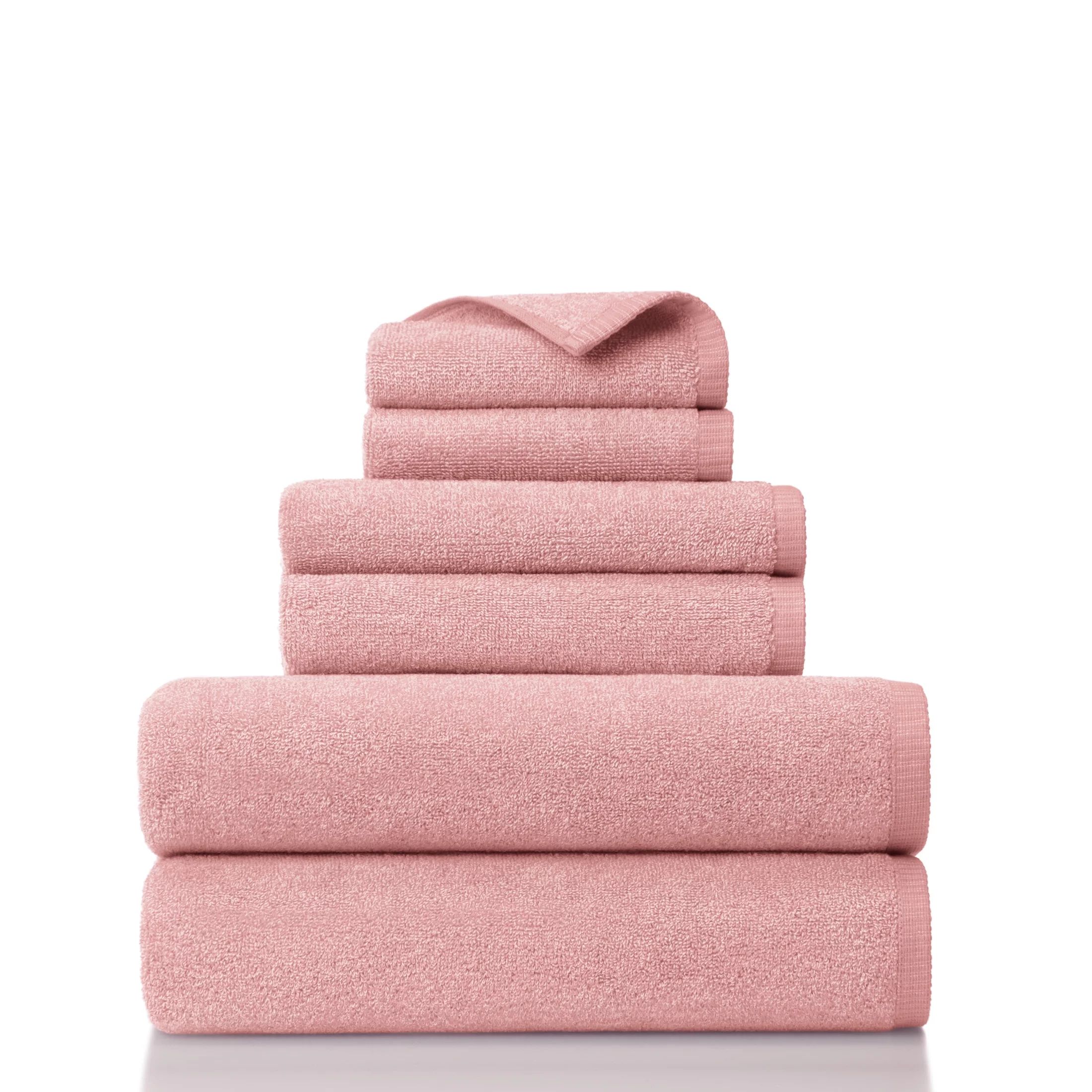 Gap Home Melange Organic Cotton 6 Piece Bath Towel Set Blush - Walmart.com | Walmart (US)