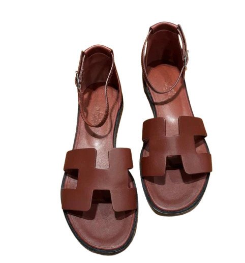 Hermes Rouge Leather Sandals | Italist.com US
