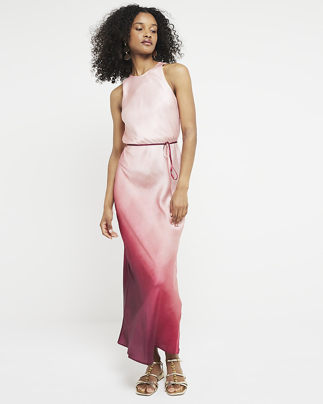 Pink belted ombre slip maxi dress | River Island (UK & IE)