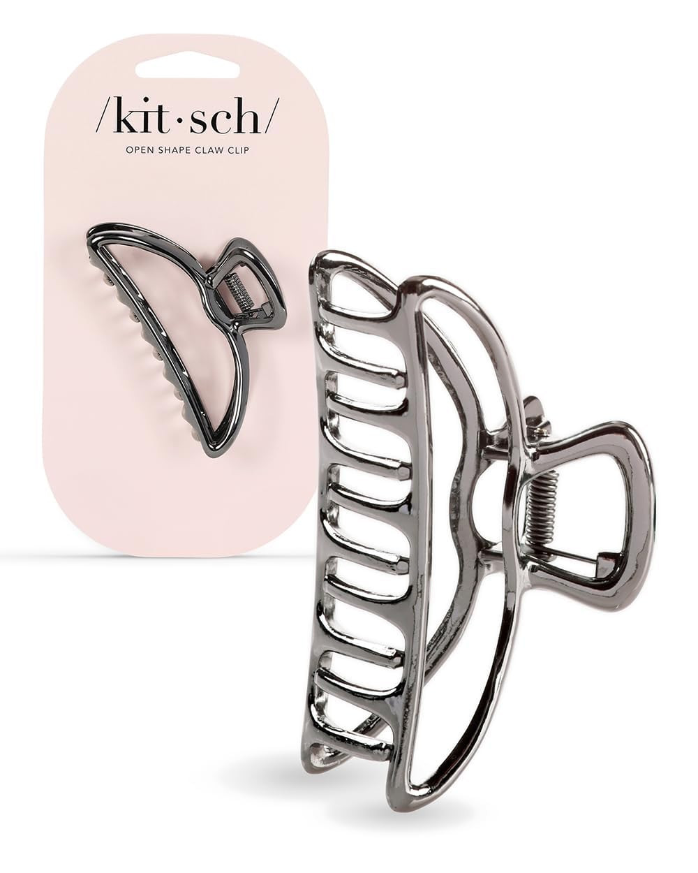 Kitsch Open Shape Metal Hair Clips for Women - Hematite, 1 Pc | Amazon (US)