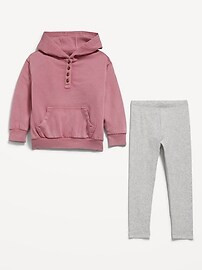Henley Pullover Hoodie and Leggings Set for Toddler Girls | Old Navy (US)