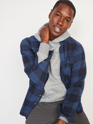 Regular-Fit Plaid Double-Brushed Flannel Shirt for Men | Old Navy (US)