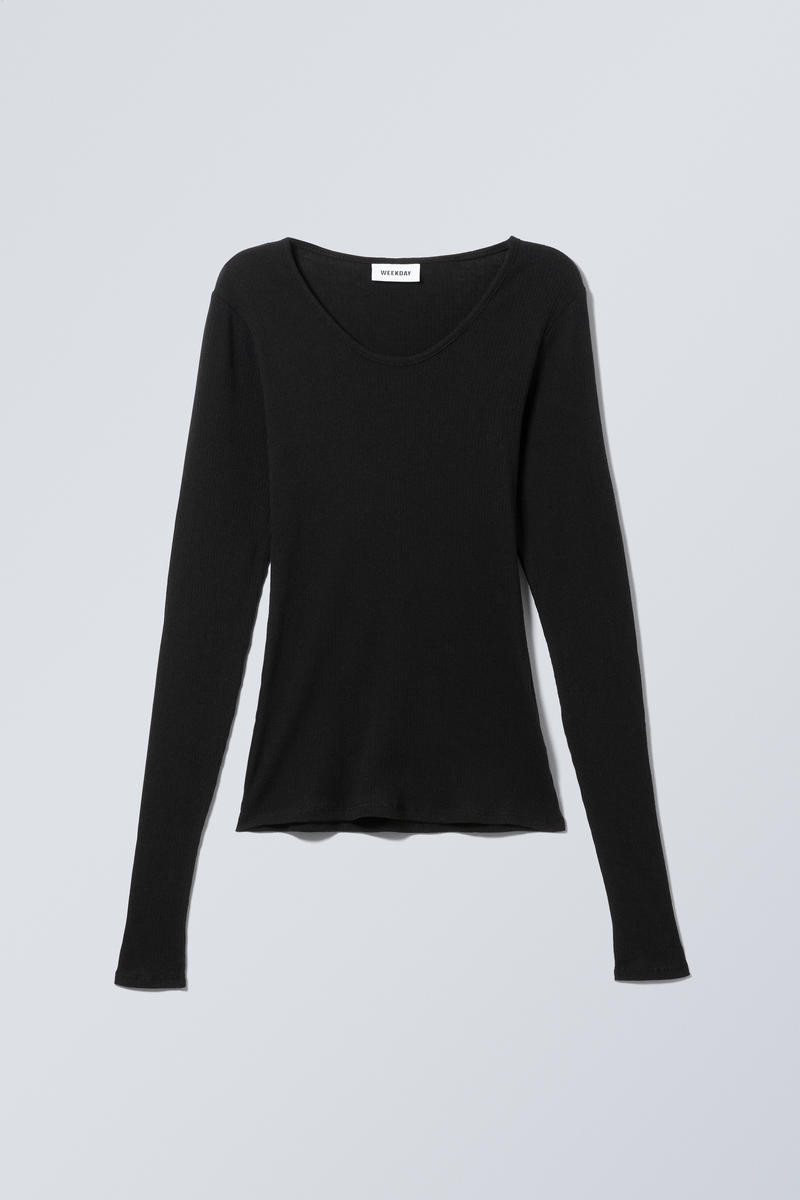 Sheer Rib Long Sleeve Top | Weekday