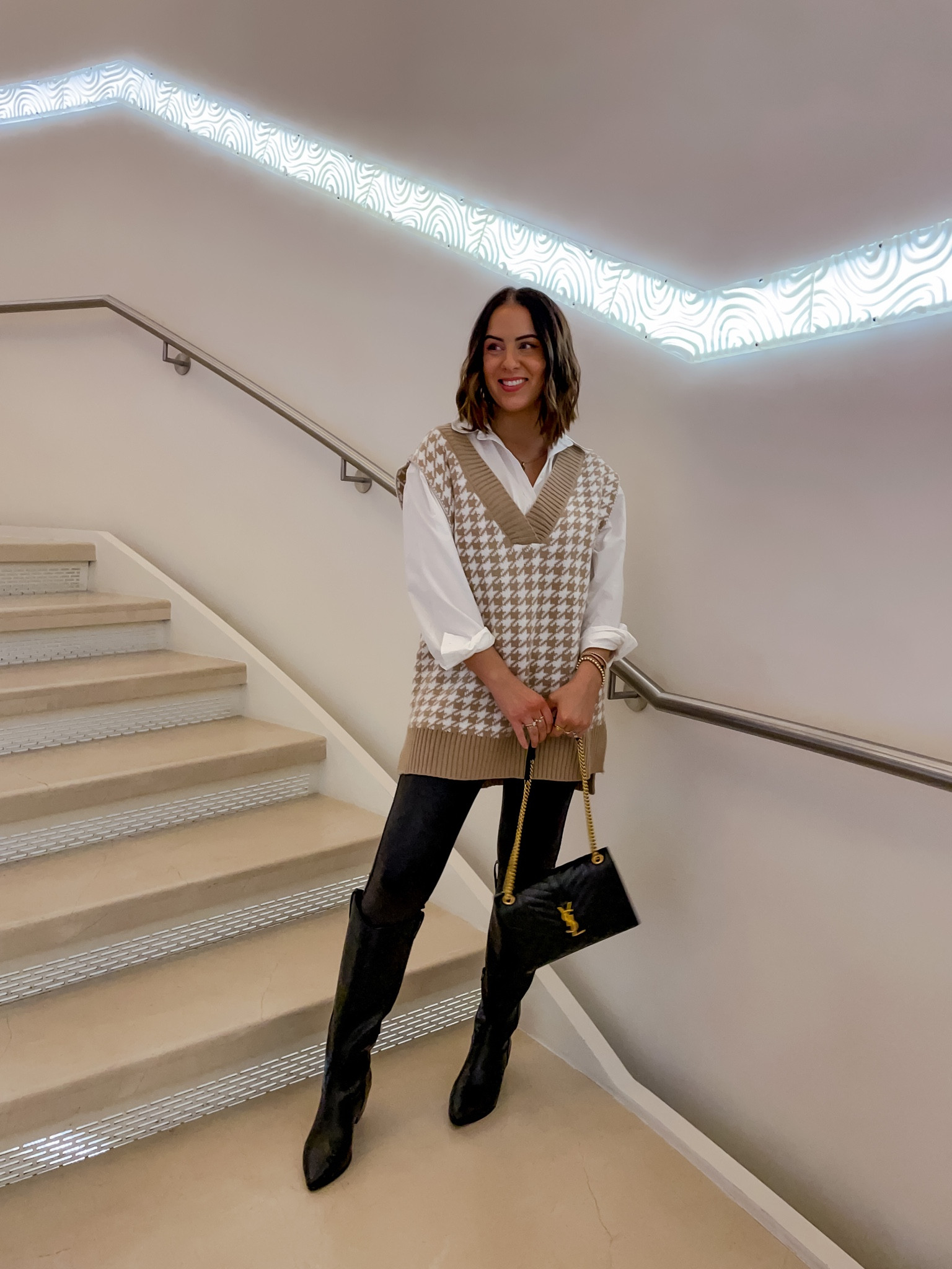 Night outfit / date night outfit - S sweater vest & white button up, sp coat, mp Spanx (code laurenmxspanx), size up .5 in target boots 

#sweatervest #winteroutfit #holidayoutfit 



#LTKunder100 #LTKsalealert #LTKHoliday