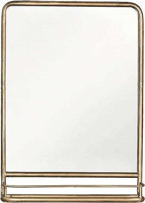 Creative Co-op Rectangle Metal Wall Mirror with Shelf, Single Vanity, Brass | Amazon (US)