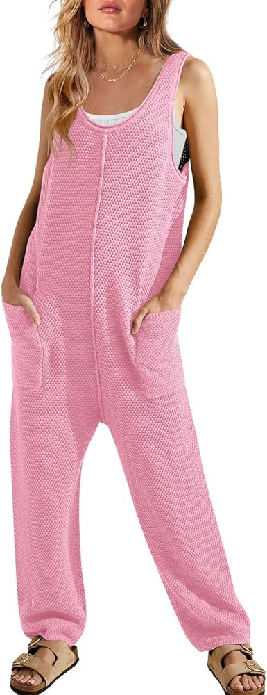 SENSERISE Womens Sweater Jumpsuit Ribbed Knit Sweater Romper One Piece Loungewear Sleeveless Long... | Amazon (US)