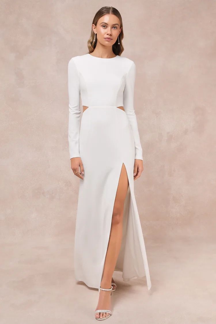 Going for the Wow White Long Sleeve Cutout Maxi Dress | Lulus