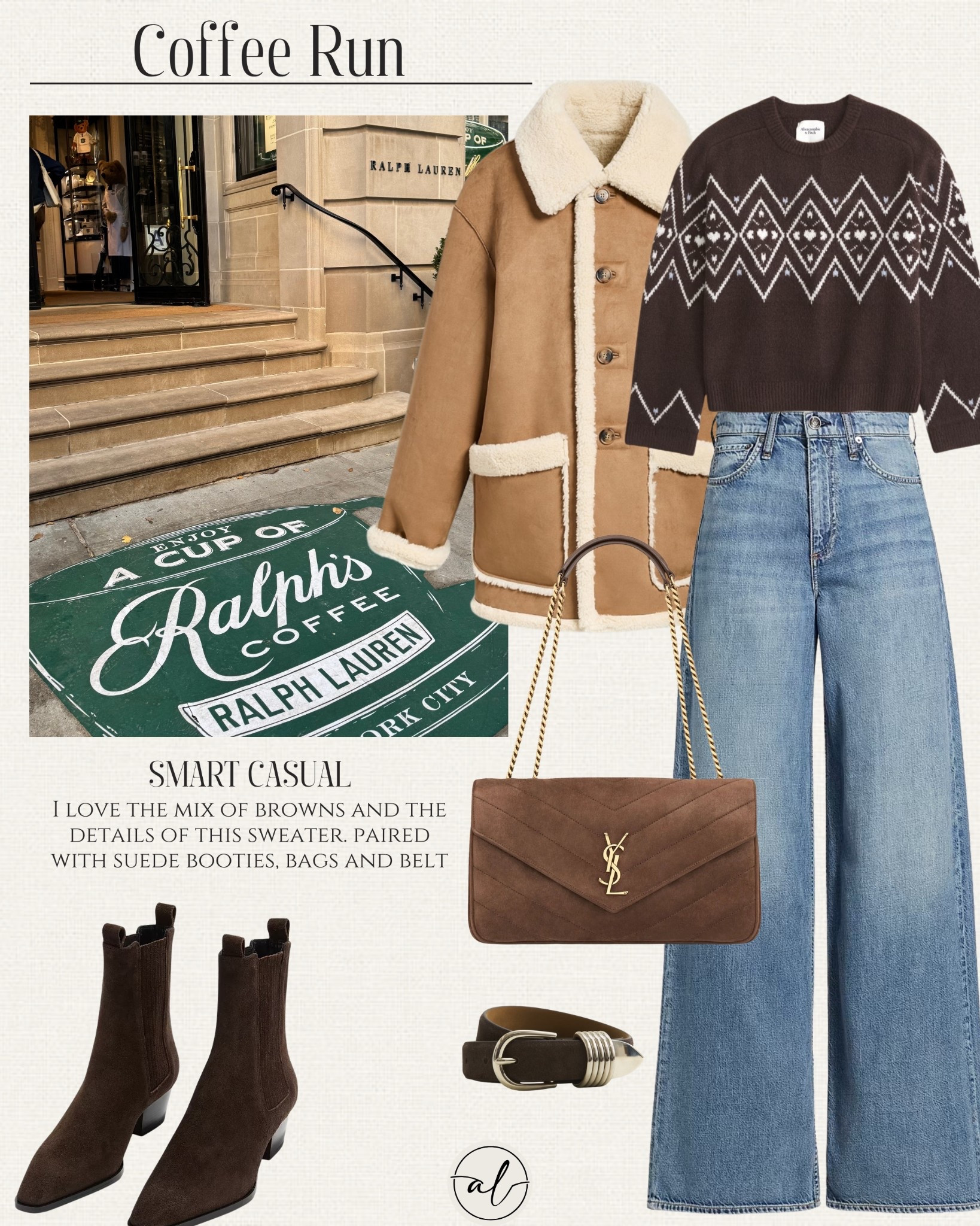 Coffee Run: Smart Casual Outfit 
I love the mix of browns and the details of this sweater, paired with suede booties, bags and belt. 

#LTKSeasonal #LTKStyleTip #LTKU