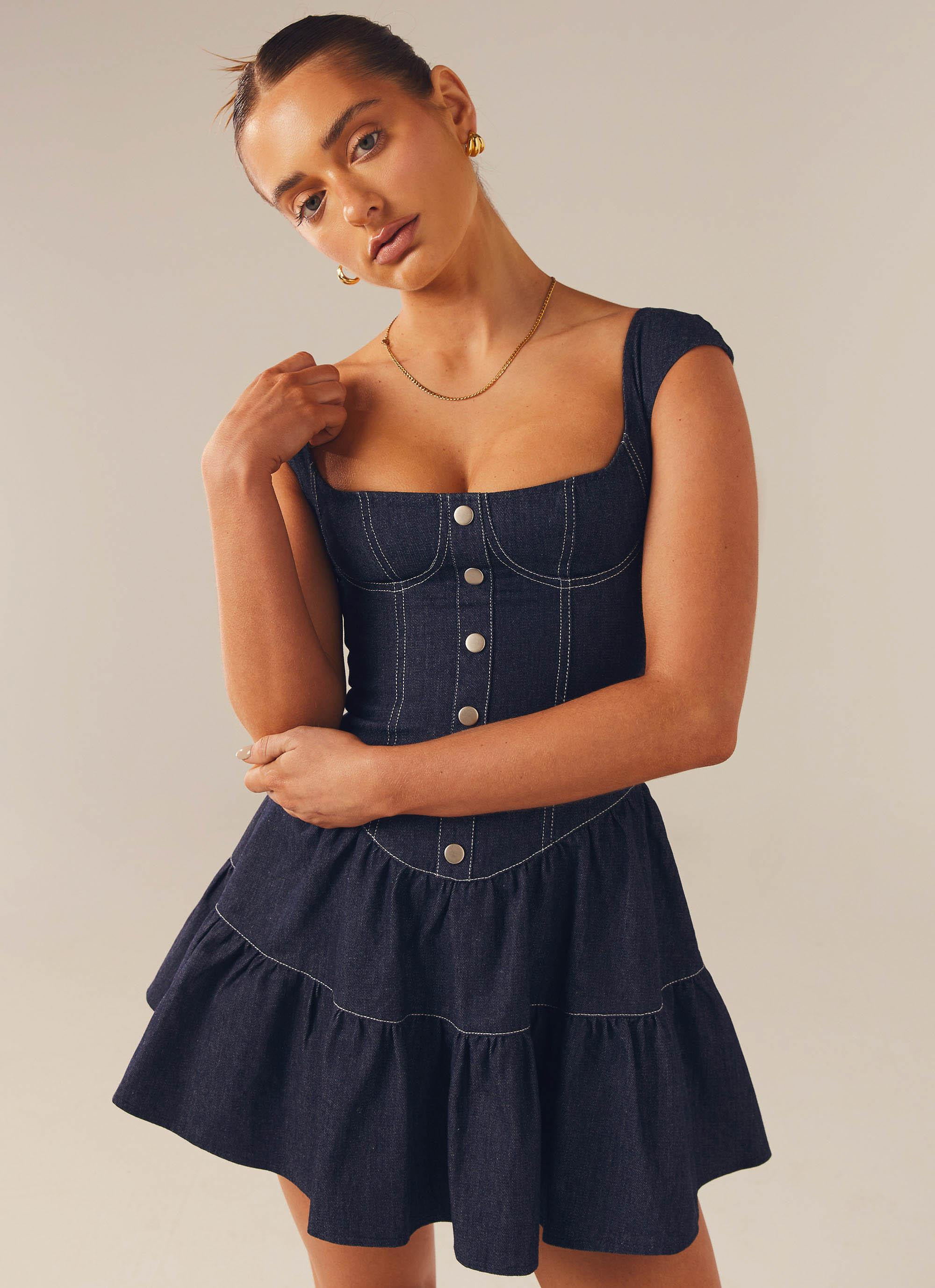 Isabella Denim Bustier Dress - Indigo | Peppermayo (Global)