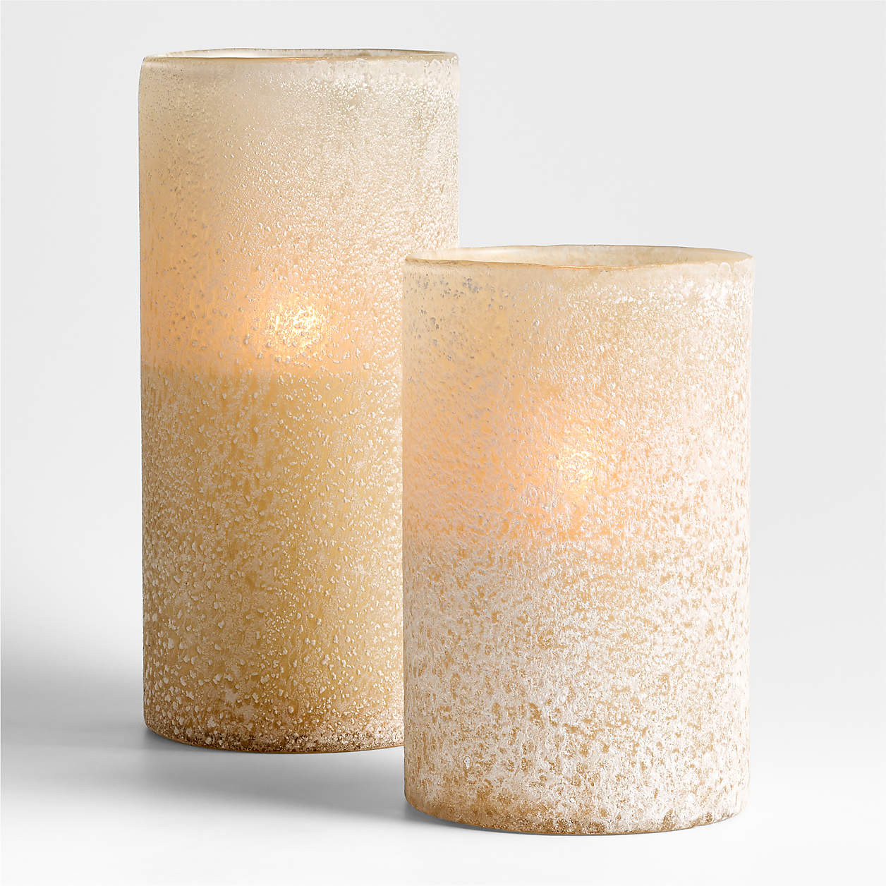 Warm Ivory Sandblasted Small Hurricane Candle Holder 11" + Reviews | Crate & Barrel | Crate & Barrel