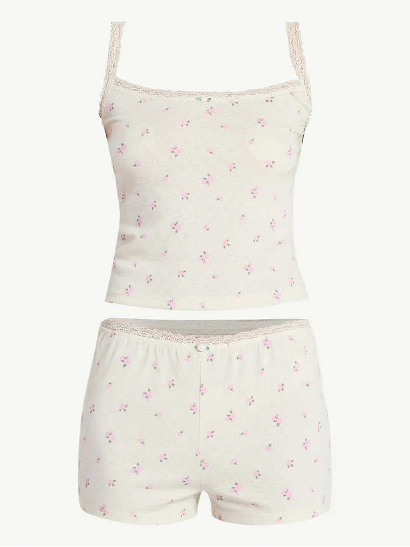 No Boundaries Sleep Top and Shorts Pajama Set, 2-Piece, Women\u2019s XXS-3X | Walmart (US)