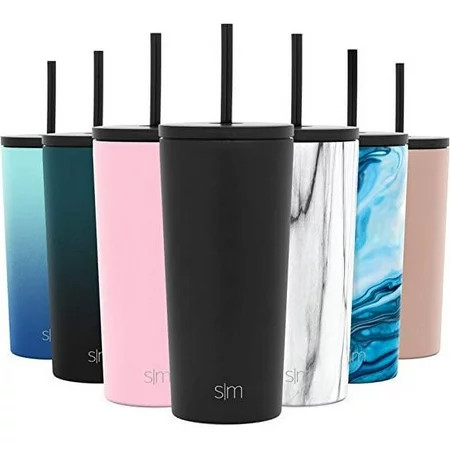 Simple Modern 20 fl oz Stainless Steel Classic Tumbler with Lid and Straw| Midnight Black | Walmart (US)