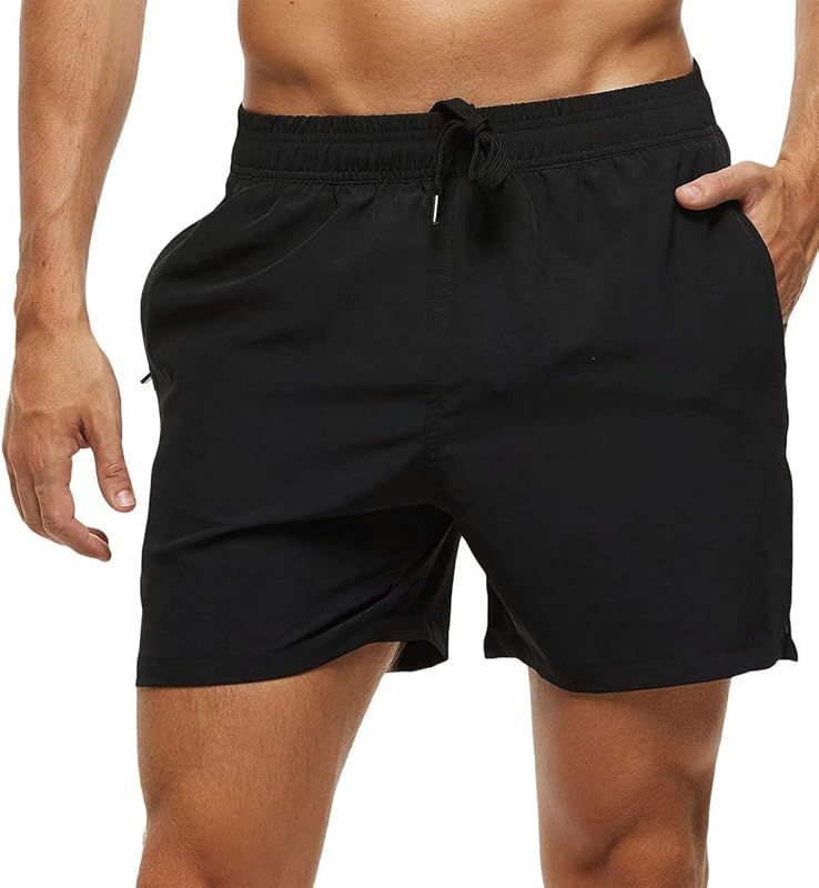 Tyhengta Men's Swim Trunks Quick Dry Beach Shorts with Zipper Pockets and Mesh Lining | Amazon (US)