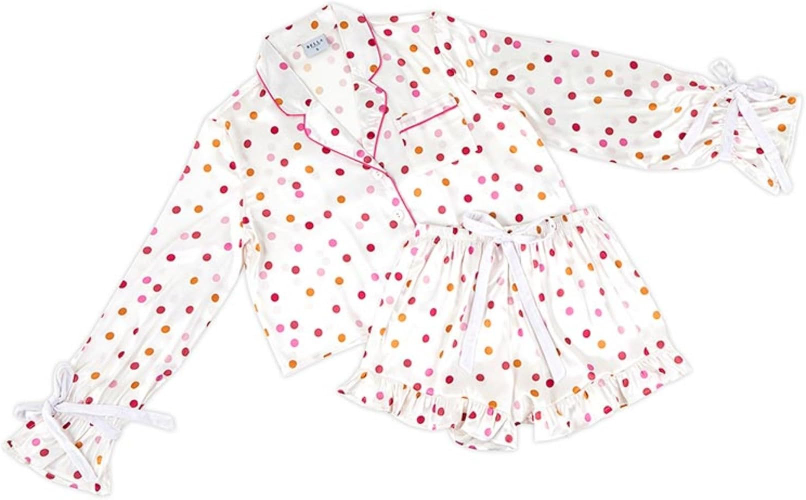 Pajamas For Women - 2-Piece Ruffled Satin Long Sleeve Top & Pants Pajama Set | Amazon (US)