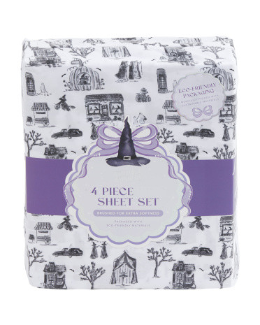 3pc Halloween Witch Town Toile Sheet Set | TJ Maxx