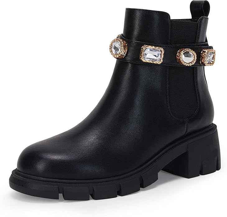 LAICIGO Girl's Platform Chunky Heel Ankle Boots Lug Sole Side Zipper Round Toe Chelsea Booties | Amazon (US)