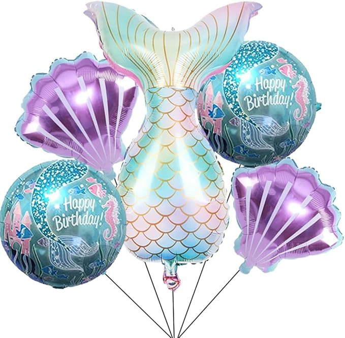 Mermaid Birthday Decoration Mermaid Balloons Kit Sea Balloon Mermaid Foil Balloon Mermaid Tail Ba... | Amazon (US)