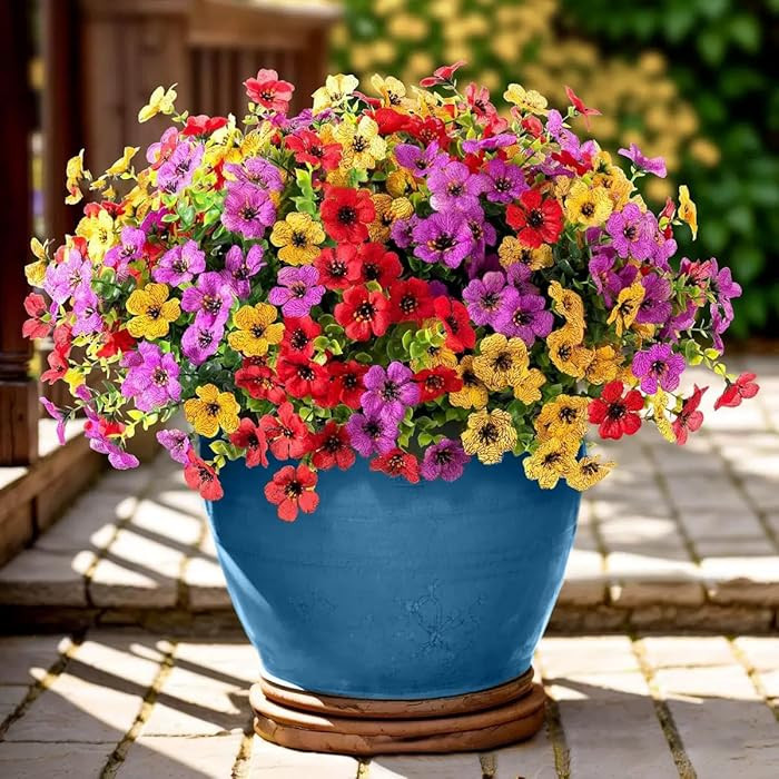 Artificial Flowers Outdoor Fake Plants, Faux Silk Flowers Plastic Plants for Outdoors Indoor Outs... | Amazon (US)