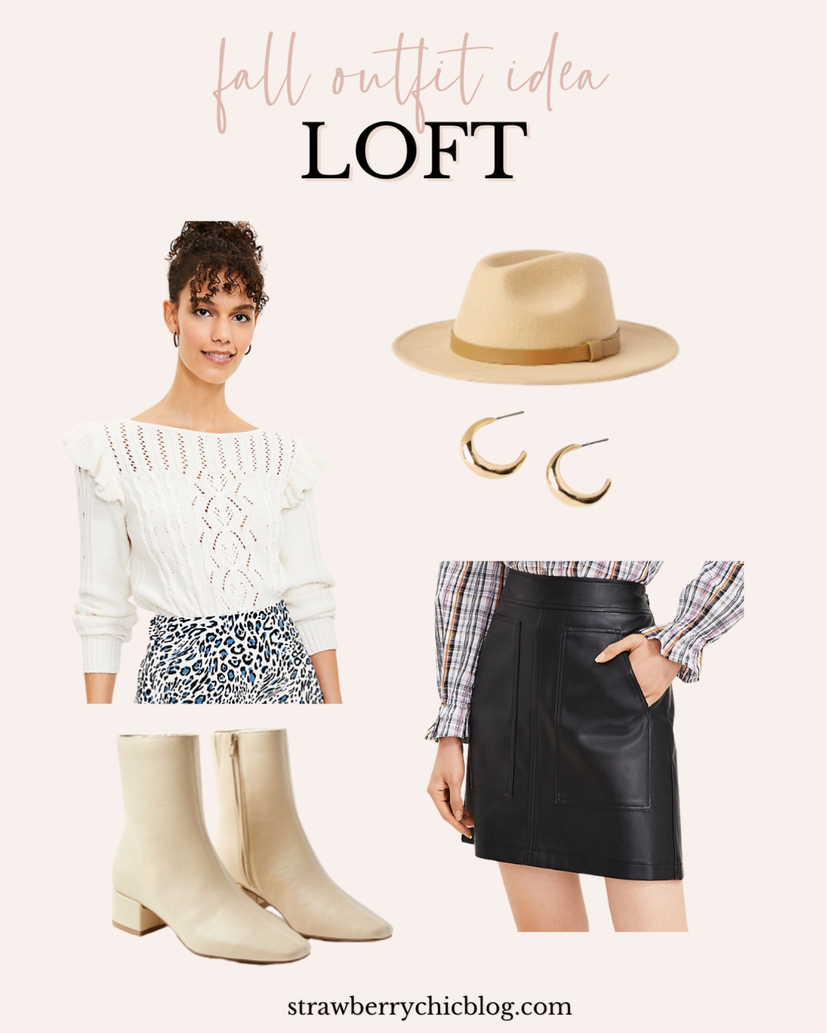 Fall outfit idea from loft under $100! Love this faux leather skirt paired with a feminine sweat and ankle boots! 

#LTKstyletip #LTKunder100 #LTKSeasonal