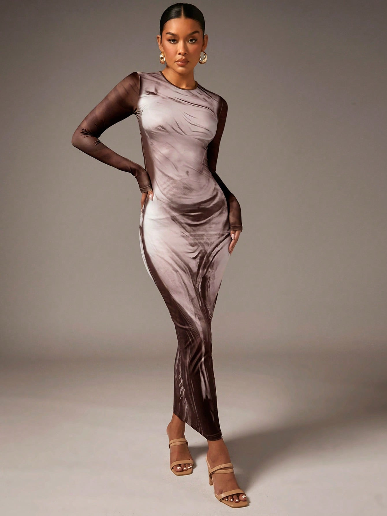 SHEIN BAE Body Heat Map Print Bodycon Dress | SHEIN