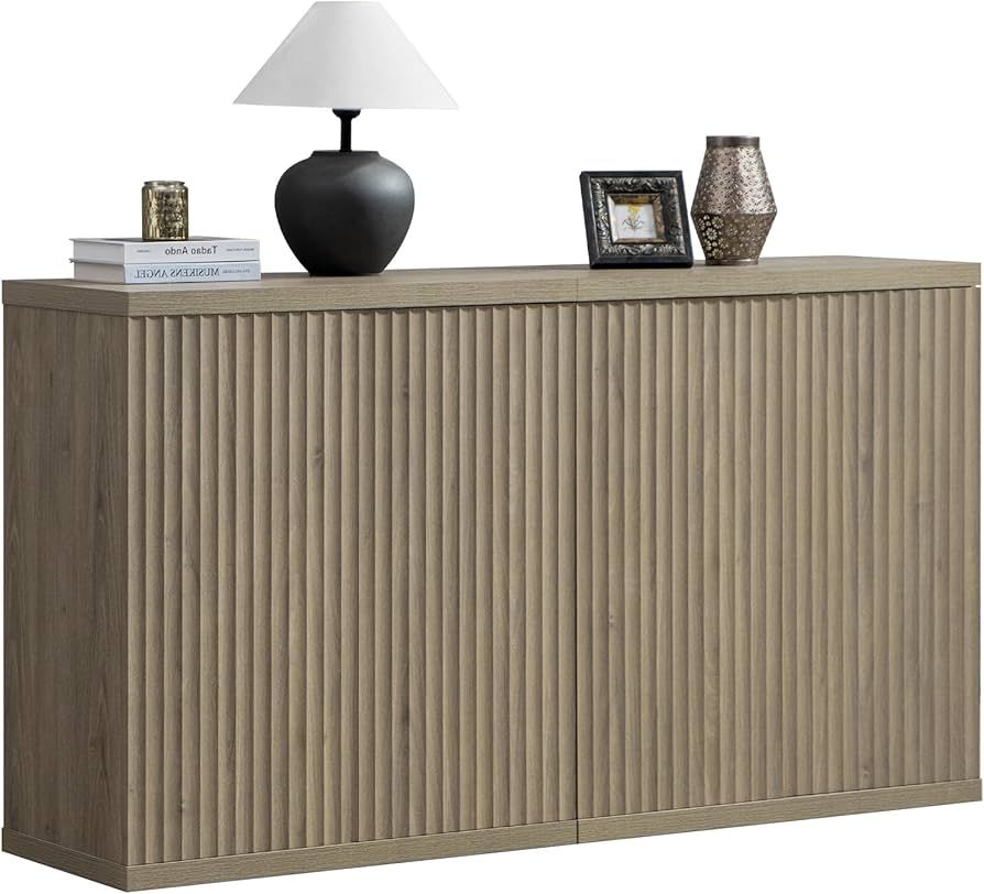 SICOTAS Buffet Cabinet with Storage Accent Sideboard Modern Credenza with Doors & Shelves Fluted ... | Amazon (US)