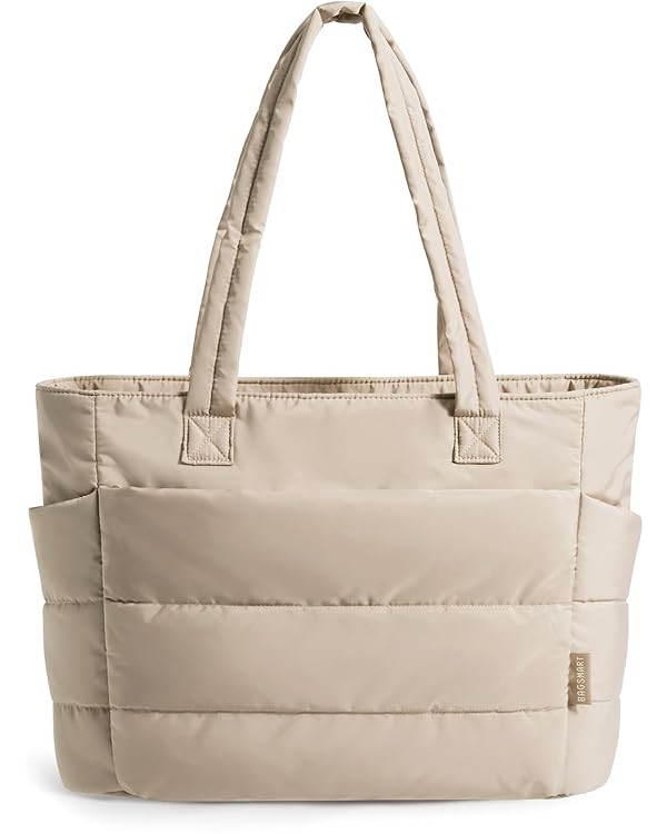 BAGSMART Tote Bag for Women, Lightweight Puffy Tote Bag with Compartments Quilted Shoulder Bag Ha... | Amazon (US)