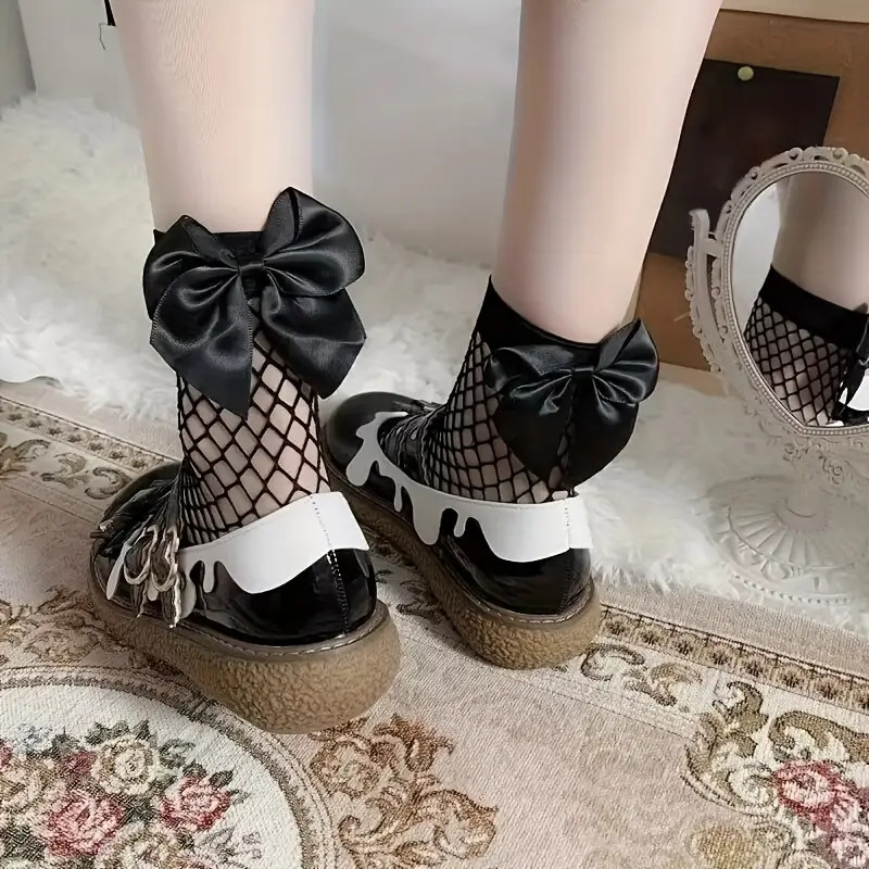 Bow Fishnet Socks, Hollow Out Breathable Crew Socks, Women's Stockings & Hosiery | Temu Affiliate Program