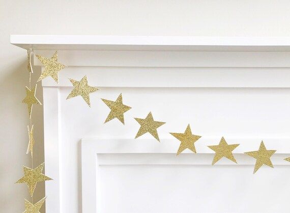 Gold or Silver Custom Double Sided Glitter Paper Star Banner, Garland | Etsy (US)