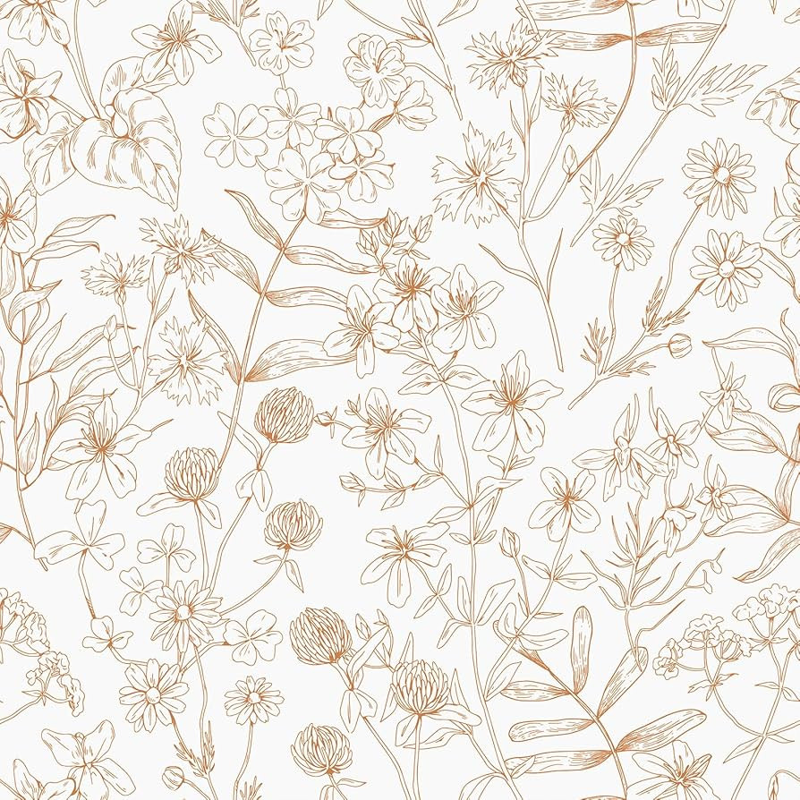 VEELIKE Vintage Sketch Herbs Floral Wallpaper Peel and Stick Boho Botanical Wallpaper for Bathroo... | Amazon (US)