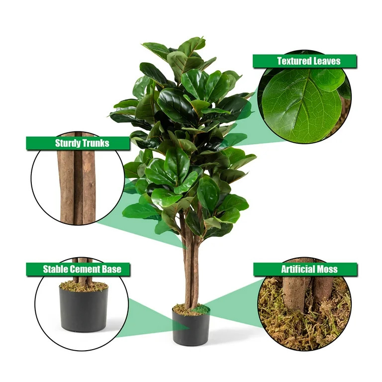 Costway 5ft Artificial Fiddle Leaf Fig Tree Indoor Outdoor Office Decorative Planter | Walmart (US)