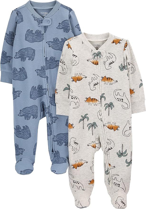 Simple Joys by Carter's Baby Boys' 2-Way Zip Thermal Footed Sleep and Play, Pack of 2 | Amazon (US)