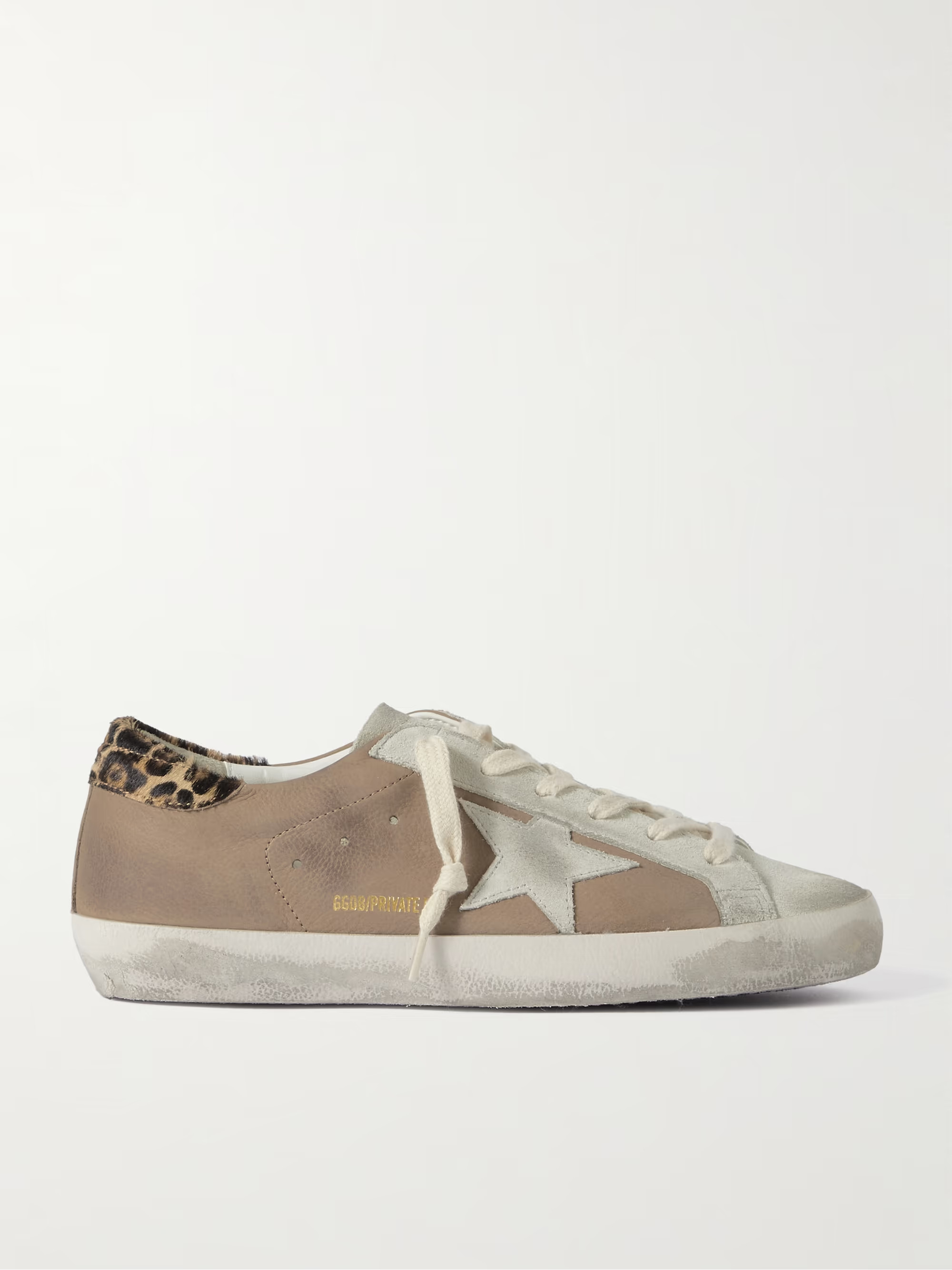 GOLDEN GOOSE Super-Star distressed calf hair-trimmed nubuck and suede sneakers | NET-A-PORTER | NET-A-PORTER (US)