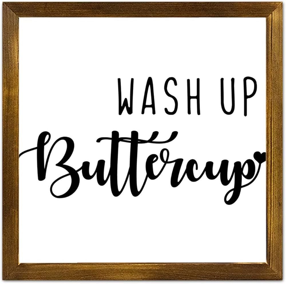 Wash Up Buttercup Wooden Signs Inspiring Heart Warming Framed Wooden Wall Sign Decorative Home Wa... | Amazon (US)