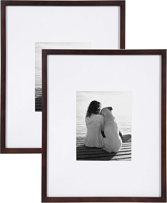 DesignOvation Gallery Wood Photo Frame Set for Customizable Wall Display, Walnut Brown 16x20 matt... | Amazon (US)
