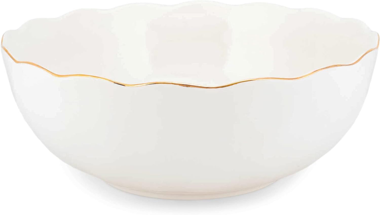 Mary Square Classic White Gold Rimmed Large 11.5 x 4.5 Ceramic Decorative Serving Bowl | Amazon (US)