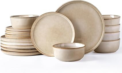 AmorArc Stoneware Dinnerware Sets,Round Reactive Glaze Ceramic Plates and Bowls Set,Highly Chip a... | Amazon (US)