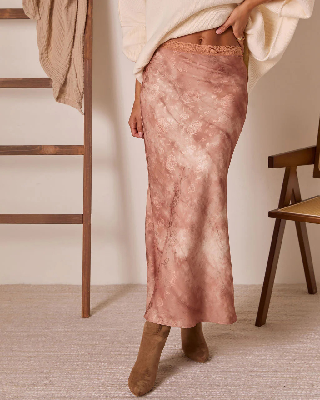 Rogue Bloom Satin Jacquard Printed Maxi Skirt | VICI