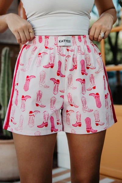 Light Pink Western Boots Boxers with Patterns | Katydid.com