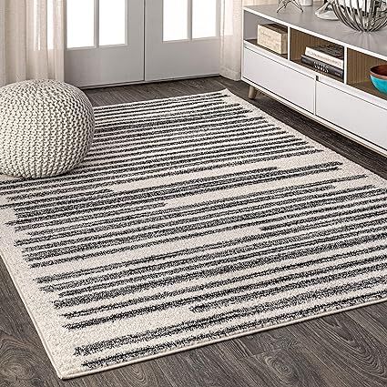 JONATHAN Y, Non Shedding Khalil Modern Berber Stripe Rug Bohemian Bedroom Kitchen Living Room, 8 ... | Amazon (US)