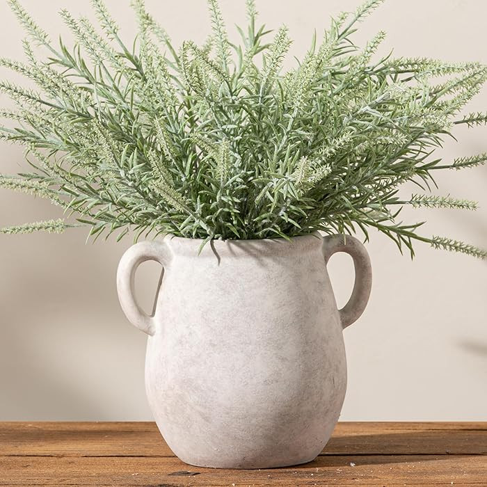 Ceramic Flower Vase Home Decor - 7.1 Inch White Rustic Table Flowers Vases Living Room Bedroom Pl... | Amazon (US)