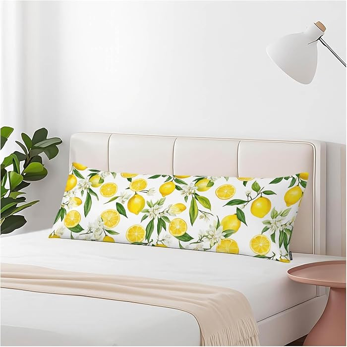 Wsenltvy Decorative Home Body Pillow Covers Lemon, Floral Lemon Yellow Breathable Pillow Cushion ... | Amazon (US)
