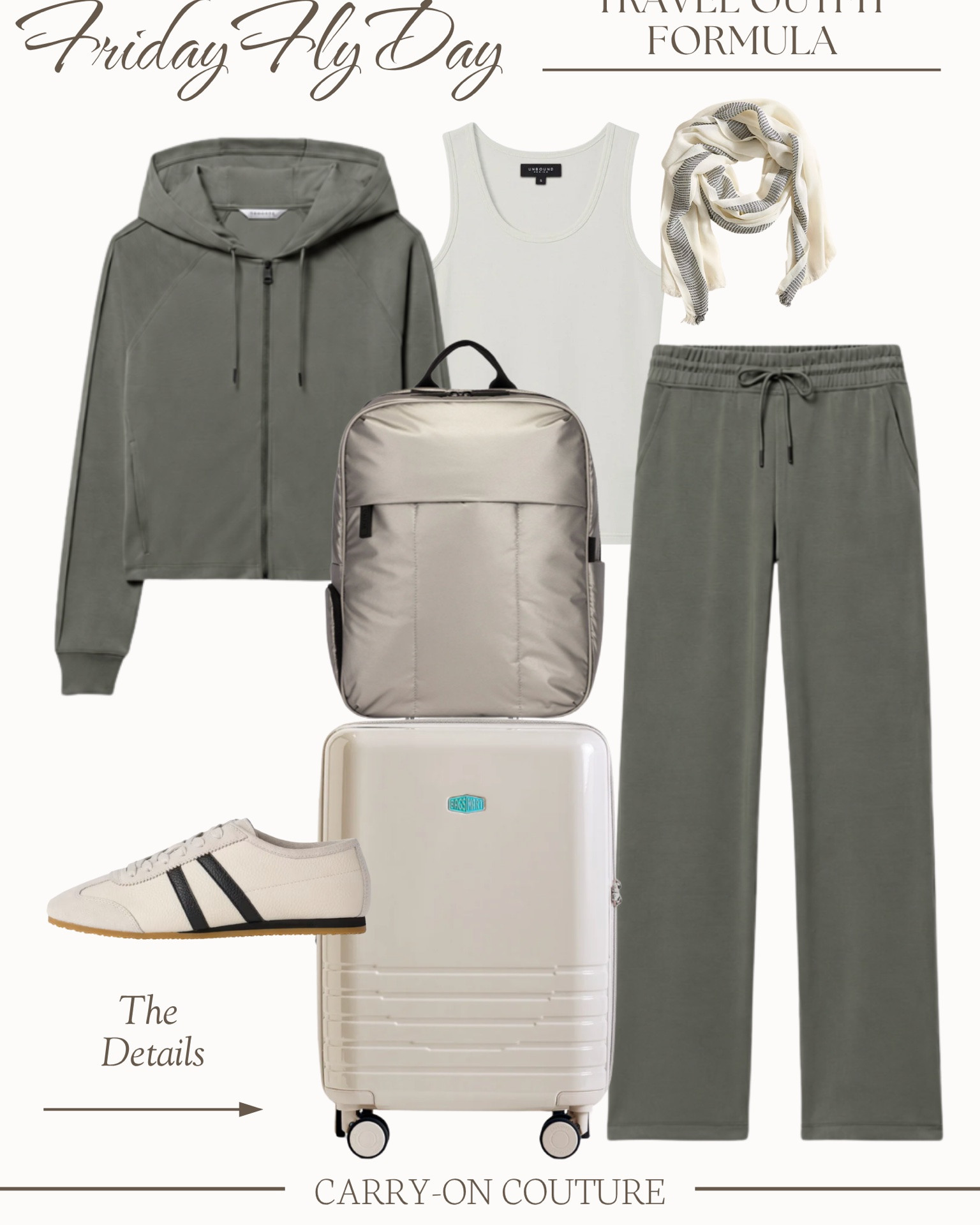 It’s Friday Fly-Day, my favorite day of the week, when we celebrate our love for travel and cute outfits!⁣⁣

A good travel outfit needs to be comfortable, but also practical.

My formula: a breathable base layer, cozy zip-up, comfortable pants, packable scarf, bulkiest shoes, an organized personal item, and an ultra-lightweight carry-on.

I also choose pieces that can be worn again in other outfit formulas throughout the trip.

#LTKOver40 #LTKTravel