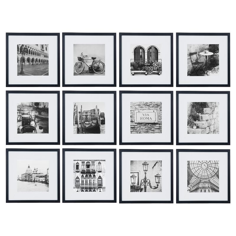 12pc 12&#34; x 12&#34; Black Frame Kit, Matted To 7.5&#34; x 7.5&#34; - Gallery Perfect | Target