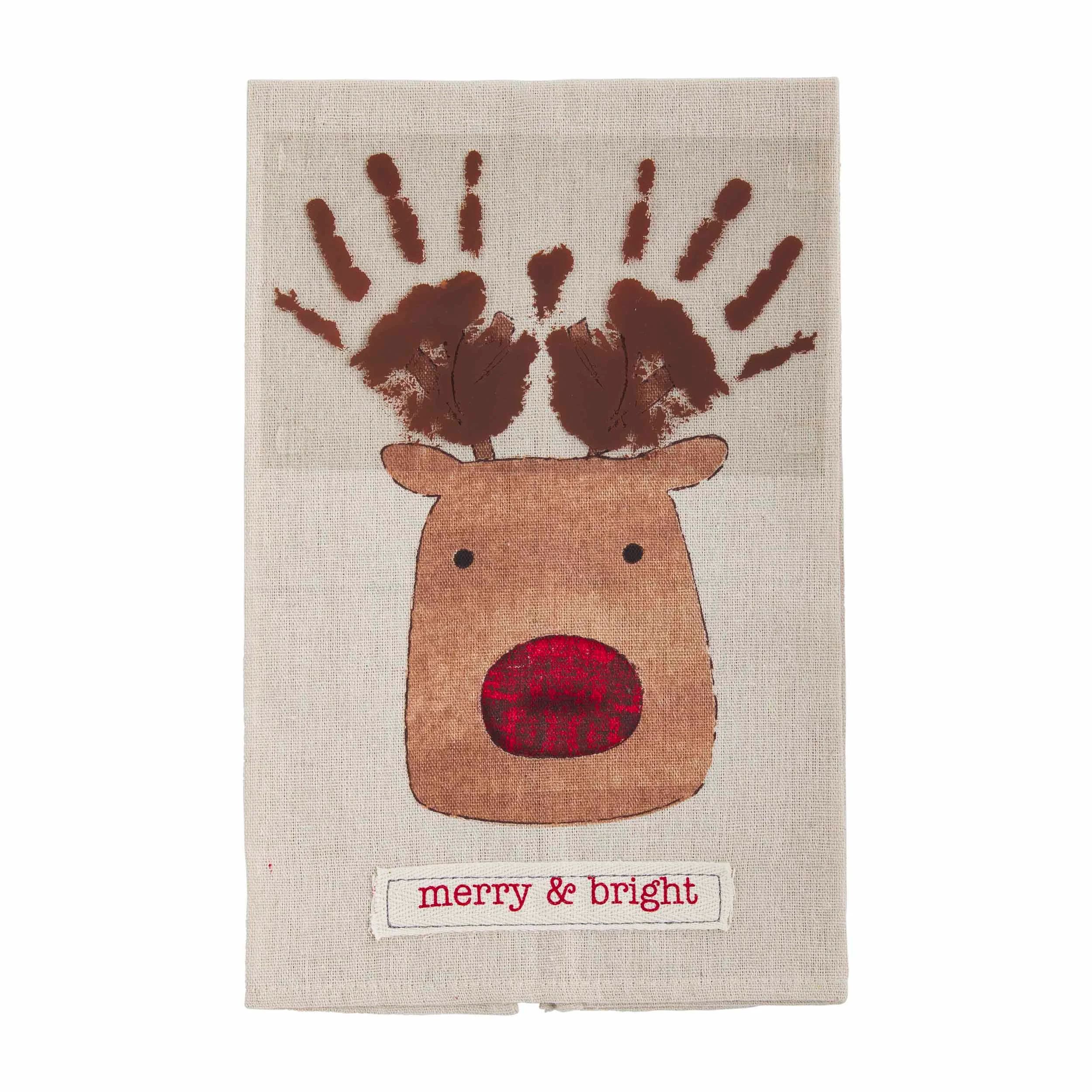 Reindeer Handprint Towel | Mud Pie (US)